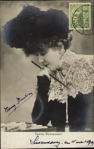 Ak Schauspielerin Sarah Bernhardt, Portrait
