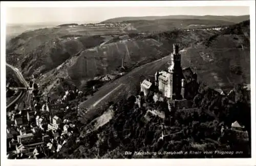 Ak Braubach am Rhein, Marksburg, Fliegeraufnahme