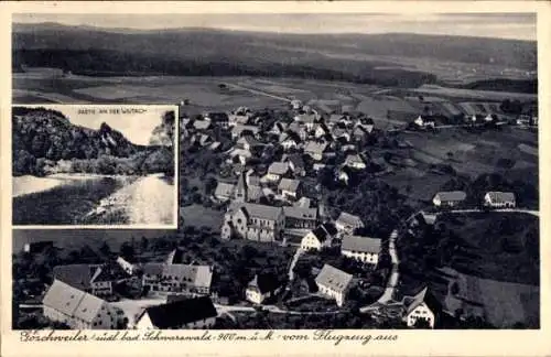 Ak Göschweiler Löffingen im Schwarzwald, Fliegeraufnahme, an der Wutach