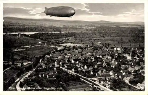 Ak Neuenburg am Rhein Baden, Fliegeraufnahme, Zeppelin