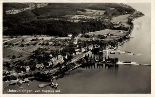 Ak Unteruhldingen Uhldingen Mühlhofen am Bodensee, Fliegeraufnahme