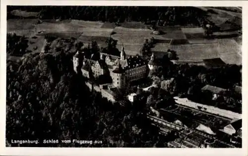 Ak Langenburg Baden Württemberg, Fliegeraufnahme vom Schloss