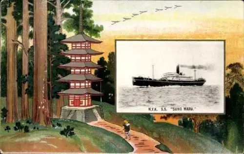 Passepartout Ak NYK Line, Dampfer SS Suwa Maru