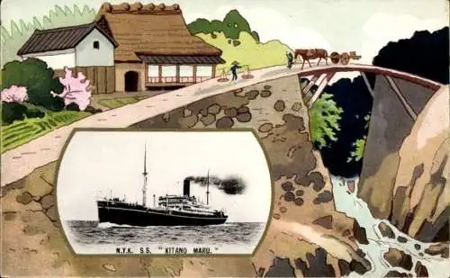 Passepartout Ak Dampfer SS Kitano Maru, Nippon Yusen, NYK Line