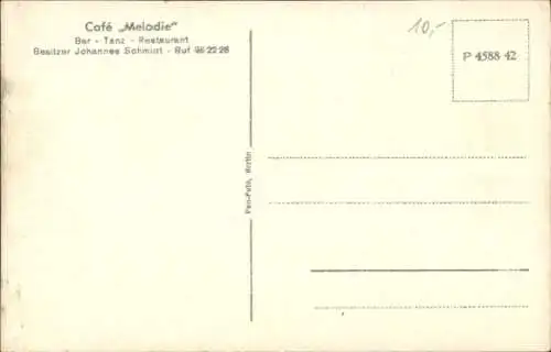 Ak Berlin Charlottenburg, Café Melodie, Innenansicht, Kurfürstendamm 70