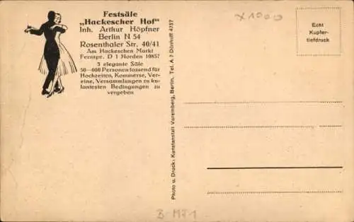 Ak Berlin Mitte, Festsaal Hackescher Hof, Großer Festsaal, Rosenthaler Straße 40/41