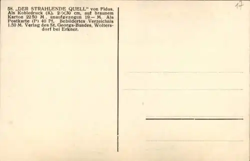 Jugendstil Künstler Ak Fidus, Der strahlende Quell, Kohledruck, Nr. 58