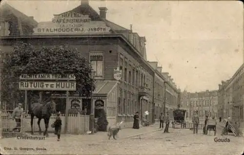 Ak Gouda Südholland Niederlande, Crabethstraat, Hotel