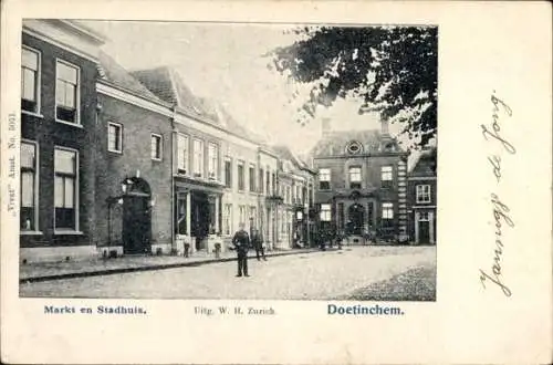 Ak Doetinchem Gelderland, Markt und Rathaus