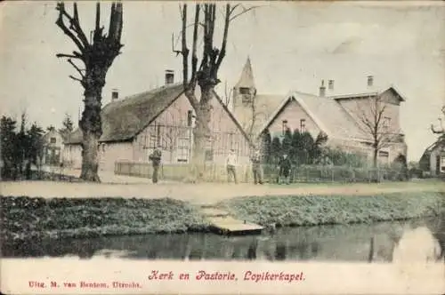 Ak Lopikerkapel Utrecht Niederlande, Kirche und Pfarrhaus