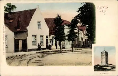 Ak Katwijk aan den Rijn Südholland Niederlande, Dorpstraat, Leuchtturm