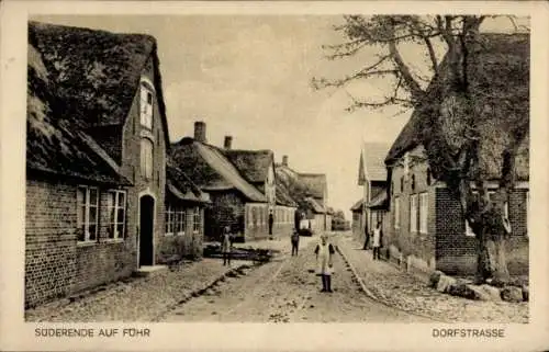 Ak Süderende Insel Föhr in Nordfriesland, Dorfstraße, Kinder