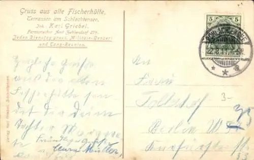 Ak Berlin Zehlendorf, Schlachtensee, Restaurant Alte Fischerhütte, Terrassen