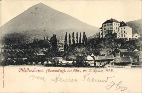 Ak Milešovka Milleschauer Donnersberg Region Aussig, Gesamtansicht