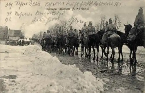 Ak Deutsche Ulanen in Kurland, Winter