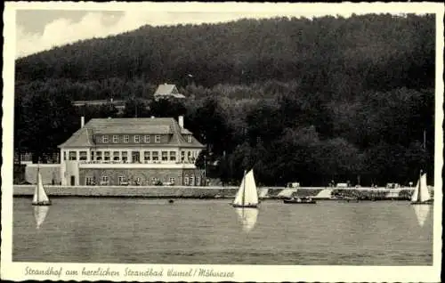 Ak Wamel Möhnesee, Hotel Strandhof Recklingloh, Segelboot