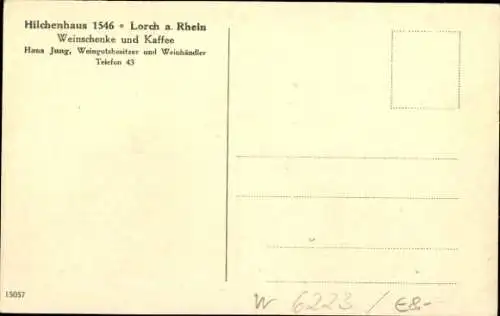 Ak Lorch im Rheingau Hessen, Weinschenke im Hilchenhaus 1546, Innenansicht