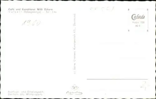Ak Valbert Meinerzhagen im Sauerland, Cafe und Konditorei Willi Eckern, Gastraum