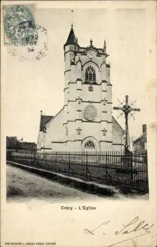 Ak Crécy en Ponthieu Somme, Kirche