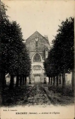 Ak Ercheu Somme, Avenue de l'Eglise