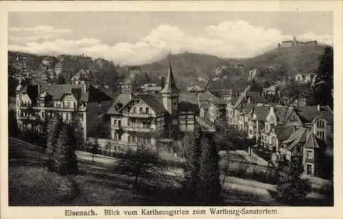 Ak Lutherstadt Eisenach in Thüringen, Wartburg-Sanatorium, Blick vom Kurhausgarten