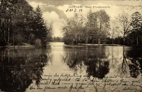 Ak Gotha in Thüringen, Parkteich