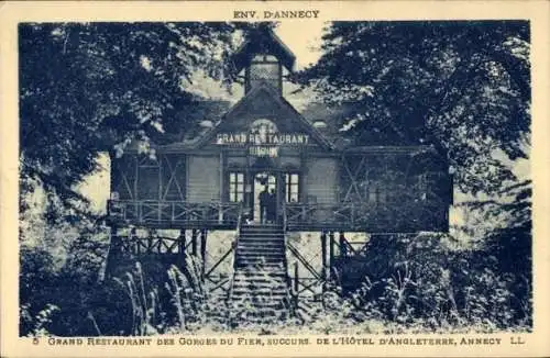 Ak Annecy Haute Savoie, Grand Restaurant des Gorges du Fier, succurs de l'Hotel d'Angleterre