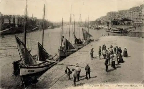 Ak Nantes Loire Atlantique, La Petite Hollande, Marche aux Moules