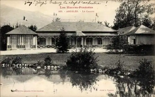 Ak Argelès Gazost Hautes Pyrénées, Casino, Teich, Garten