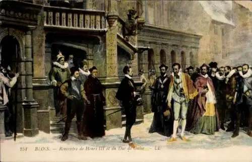 Ak Blois Loir-et-Cher, Rencontre de Henri III et du Duc de Guise, Winter