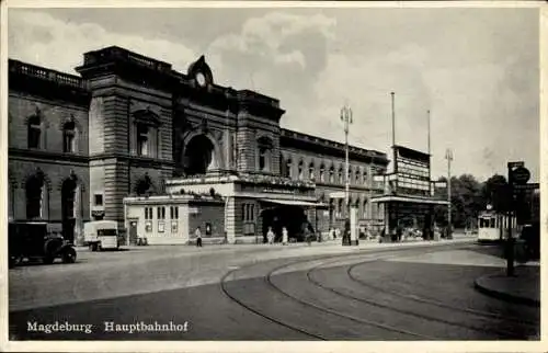 Ak Magdeburg an der Elbe, Hauptbahnhof, Außenansicht