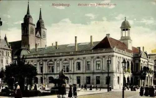 Ak Magdeburg an der Elbe, Rathaus, Johanniskirche