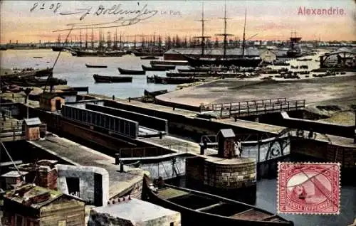 Ak Alexandria Ägypten, vue générale du Port