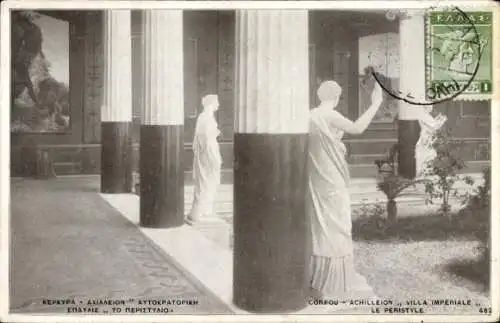 Ak Korfu Griechenland, Achilleion, Villa Imperiale, Peristyle, Säulengang