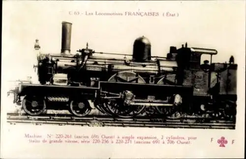 Ak Les Locomotives Francaises, Machine No. 220-261, 696 Ouest, Dampflokomotive