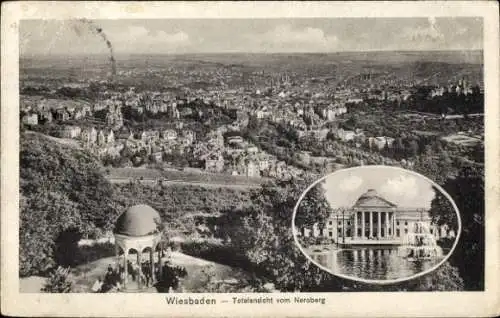 Ak Wiesbaden in Hessen, Panorama vom Neroberg aus