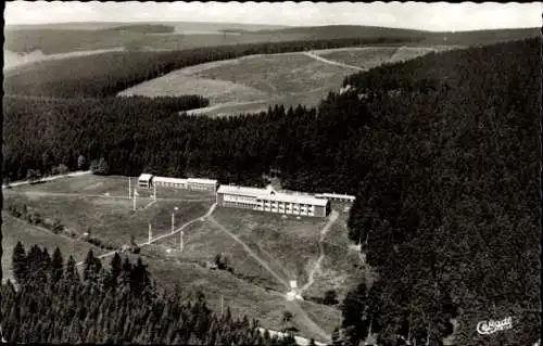 Ak Sankt Andreasberg Braunlage im Oberharz, Internationales Haus Sonnenberg, Wald, Luftaufnahme