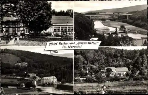 Ak Hann. Münden in Niedersachsen, Hotel Gaststätte "Letzter Heller", Brücke