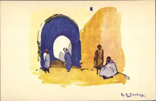 Künstler Ak Sandoz, Maghreb, Araber, Straße