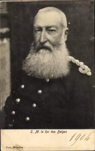 Ak König Leopold II. von Belgien, Portrait, Uniform, Bart