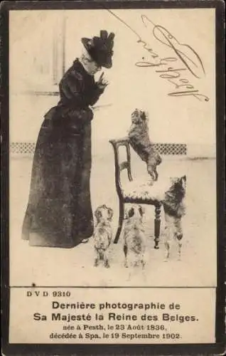 Ak Marie Henriette von Österreich, Königin von Belgien, Hunde