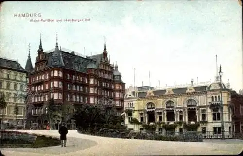 Ak Hamburg, Alsterpavillon, Jungfernstieg, Hotel Hamburger Hof