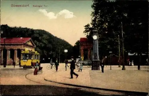 Ak Düsseldorf am Rhein, Ratinger Tor, Straßenbahn