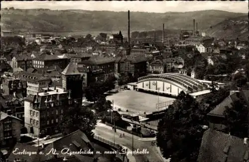 Ak Esslingen am Neckar, Agnesbrücke, neue Sporthalle