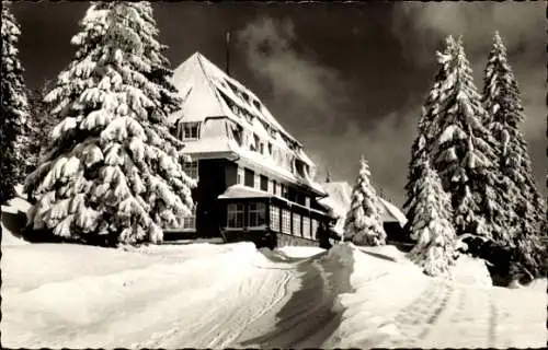 Ak Feldberg im Schwarzwald, Jugendherberge Hebelhof, Winter