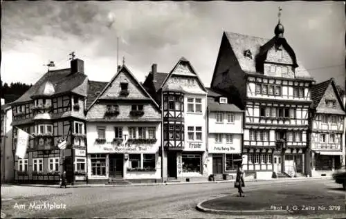 Ak Adenau Eifel, Am Marktplatz, Friseur, Café, Geschäft Fritz Habig