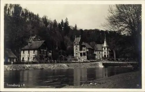 Ak Treseburg Thale im Harz, Brücke, Ufer