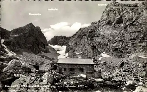 Ak Ramsau im Berchtesgadener Land Oberbayern, Blaueishütte, Blaueisgletscher, hochkalter