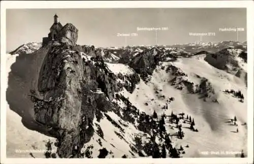 Ak Bayrischzell im Mangfallgebirge Oberbayern, Wendelstein, Wendelsteinkircherl, Zwiesel, Watzmann