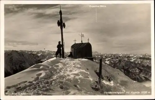 Ak Bayrischzell im Mangfallgebirge Oberbayern, Wendelstein, Kapelle, Zugspitze